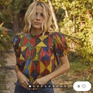 DOEN ALIDA TOP -- COUNTRYSIDE PATCHWORK PRINT - NWT